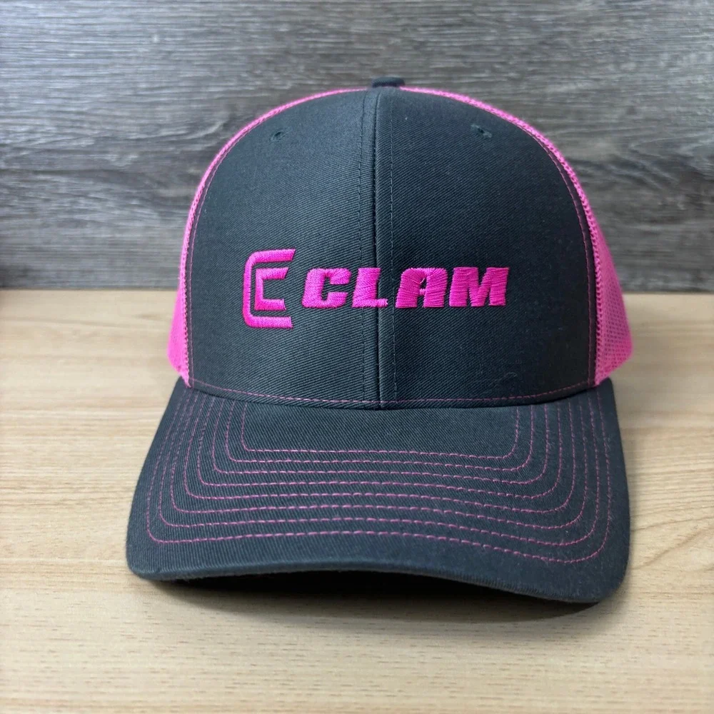 CLAM Hat Cap Snap Back Womens‎ Gray Pink Trucker Adjustable